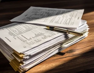 financial statements on a desk